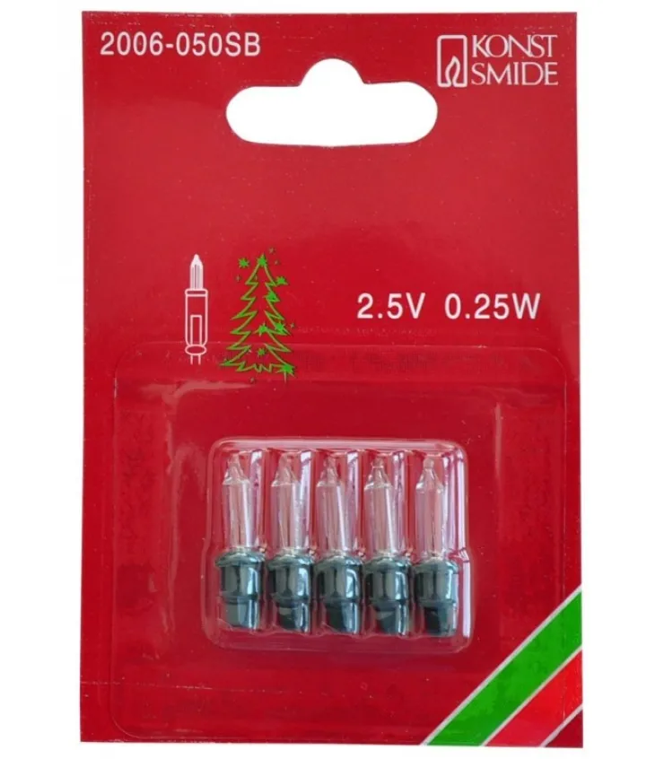 Konstsmide, guirlandes lumineuses de Noël Ampoules De Rechange 2,5V - 0,25 W Pour Guirlande De Noël, Douille Verte