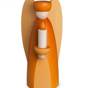 Köhler, Père Noël en bois Ange De Noël En Bois Jaune Avec Bougie