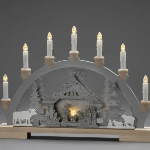 Konstsmide, guirlandes lumineuses de Noël Arche Lumineuse Led En Bois Avec Crèche De Noël, 7 Lampes, 45 Cm