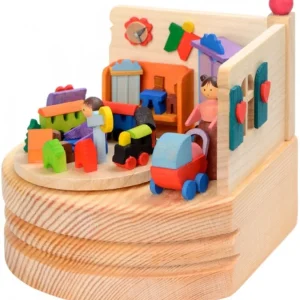 Graupner, décoration de sapin de Noël, Déco Noël enfant Boite A Musique En Bois, Maman Et Ses 2 Enfants