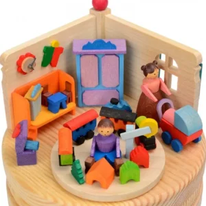 Graupner, décoration de sapin de Noël, Déco Noël enfant Boite A Musique En Bois, Maman Et Ses 2 Enfants