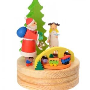 Graupner, décoration de sapin de Noël, Déco Noël enfant Boite A Musique En Bois, Père Noël Et Ange Blanc