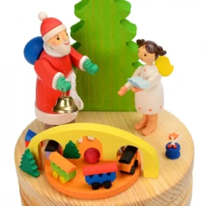 Graupner, décoration de sapin de Noël, Déco Noël enfant Boite A Musique En Bois, Père Noël Et Ange Blanc