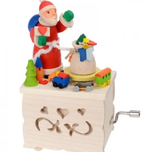 Graupner, décoration de sapin de Noël, Déco Noël enfant Boite A Musique Enfant A Manivelle, Père Noël Et Jouets
