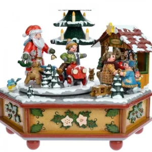 Hubrig, figurines pour enfant Boite A Musique Noël, Veillee Autour Du Sapin