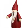 Seiffener Volkskunst Bonhomme Fumeur Père Noël Manteau Rouge