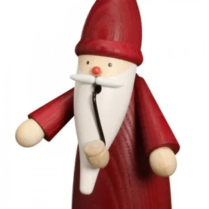 Seiffener Volkskunst Bonhomme Fumeur Père Noël Manteau Rouge