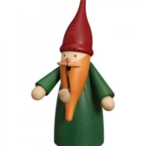 Seiffener Volkskunst Bonhomme Fumeur Père Noël Manteau Vert