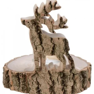Waldfabrik, photophore en bois et étoile sapin de Noël Bougeoir En Bois Brame Du Cerf, 13 Cm