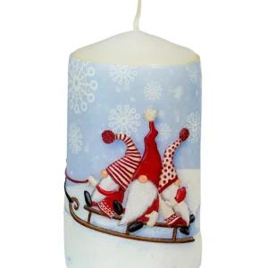 Ewa Kerzen, bougies de Noël et bougies de l'Avent Bougie De Noël Ronde Avec Des Pères Noël Sur Un Traineau