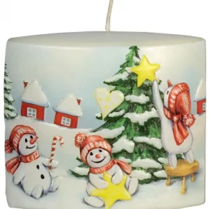 Ewa Kerzen, bougies de Noël et bougies de l'Avent Bougie De Noël Vintage Scene Bonhommes De Neige Et Sapin