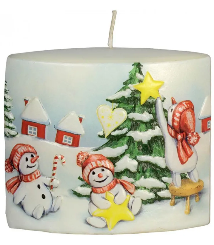 Ewa Kerzen, bougies de Noël et bougies de l'Avent Bougie De Noël Vintage Scene Bonhommes De Neige Et Sapin