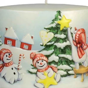 Ewa Kerzen, bougies de Noël et bougies de l'Avent Bougie De Noël Vintage Scene Bonhommes De Neige Et Sapin