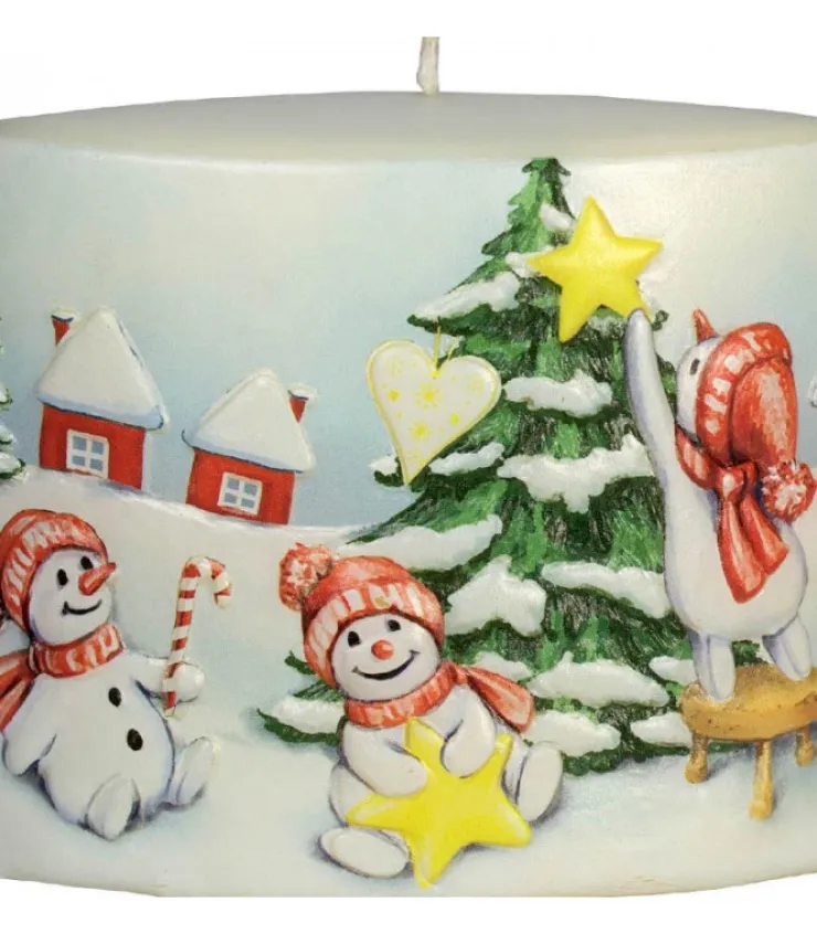 Ewa Kerzen, bougies de Noël et bougies de l'Avent Bougie De Noël Vintage Scene Bonhommes De Neige Et Sapin