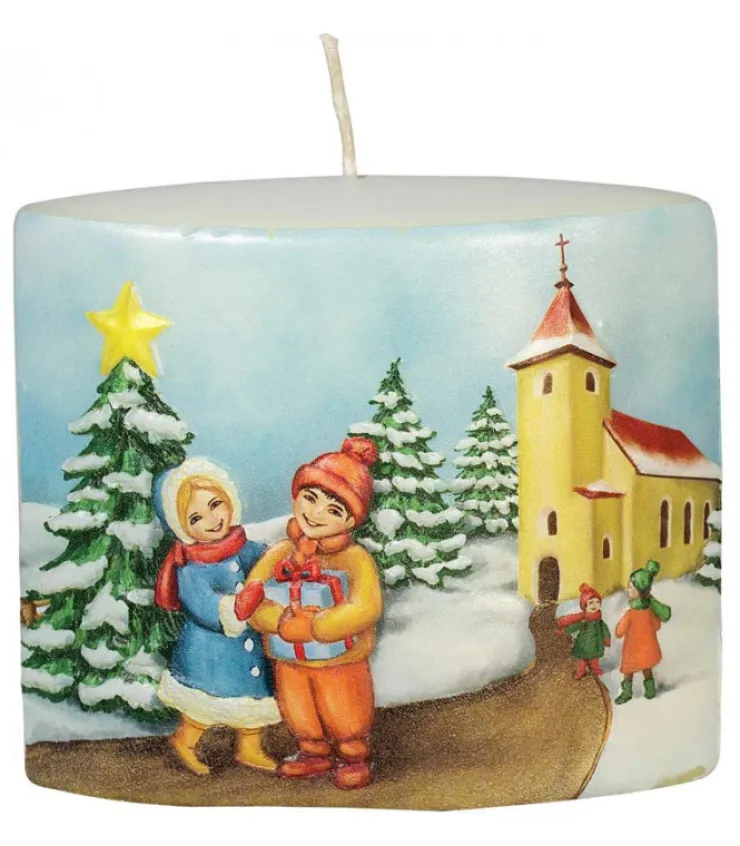 Ewa Kerzen, bougies de Noël et bougies de l'Avent Bougie De Noël Vintage Scene Enfant Et Village