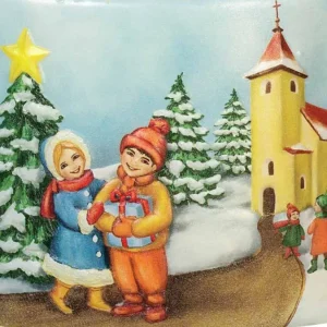 Ewa Kerzen, bougies de Noël et bougies de l'Avent Bougie De Noël Vintage Scene Enfant Et Village
