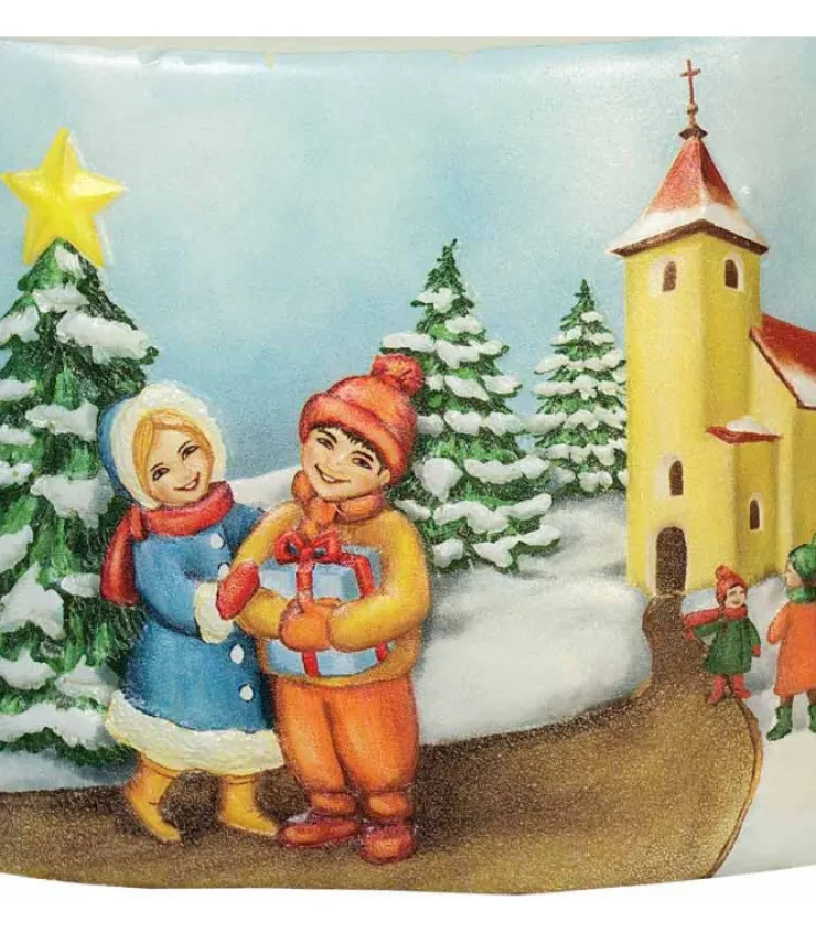 Ewa Kerzen, bougies de Noël et bougies de l'Avent Bougie De Noël Vintage Scene Enfant Et Village