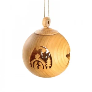 Waldfabrik, photophore en bois et étoile sapin de Noël Boule De Noël En Bois, Motif Crèche, 6 Cm