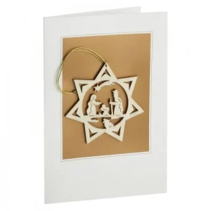 Waldfabrik, photophore en bois et étoile sapin de Noël Carte De Voeux Avec Motif Nativite