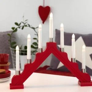 Konstsmide, guirlandes lumineuses de Noël Chandelier À 7 Branches En Bois, Rouge