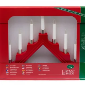 Konstsmide, guirlandes lumineuses de Noël Chandelier À 7 Branches En Bois, Rouge