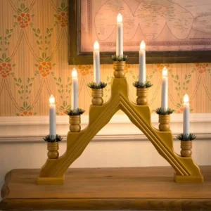 Konstsmide, guirlandes lumineuses de Noël Chandelier 7 Bougies Electriques En Bois De Chene