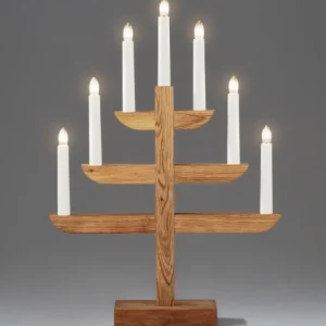 Konstsmide, guirlandes lumineuses de Noël Chandelier 7 Branches En Bois De Chene Huile, 46 Cm