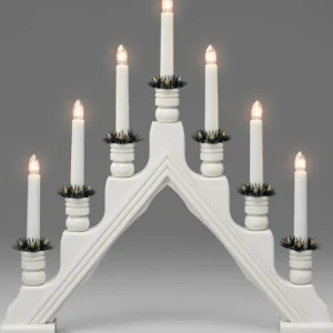 Konstsmide, guirlandes lumineuses de Noël Chandelier Blanc À 7 Branches, Bougies Electriques