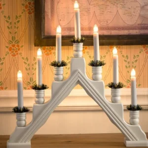 Konstsmide, guirlandes lumineuses de Noël Chandelier Blanc À 7 Branches, Bougies Electriques