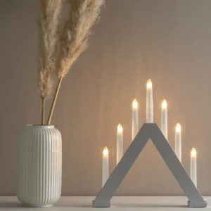 Konstsmide, guirlandes lumineuses de Noël Chandelier En Bois Scandinave, Laque Gris Mat, 7 Ampoules