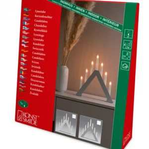 Konstsmide, guirlandes lumineuses de Noël Chandelier En Bois Scandinave, Laque Gris Mat, 7 Ampoules