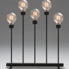 Konstsmide, guirlandes lumineuses de Noël Chandelier Led 5 Ampoules Rondes Ambrees En Metal Noir, 54 Cm