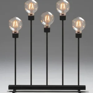 Konstsmide, guirlandes lumineuses de Noël Chandelier Led 5 Ampoules Rondes Ambrees En Metal Noir, 54 Cm