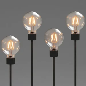 Konstsmide, guirlandes lumineuses de Noël Chandelier Led 5 Ampoules Rondes Ambrees En Metal Noir, 54 Cm