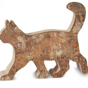 Waldfabrik, photophore en bois et étoile sapin de Noël Chat En Bois Marchant, 9,5 Cm