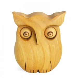 Waldfabrik, photophore en bois et étoile sapin de Noël Chouette En Bois Poli, 6,5 Cm