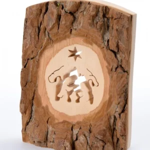 Waldfabrik, photophore en bois et étoile sapin de Noël Crèche A Poser En Ecorce De Bois, 11 Cm
