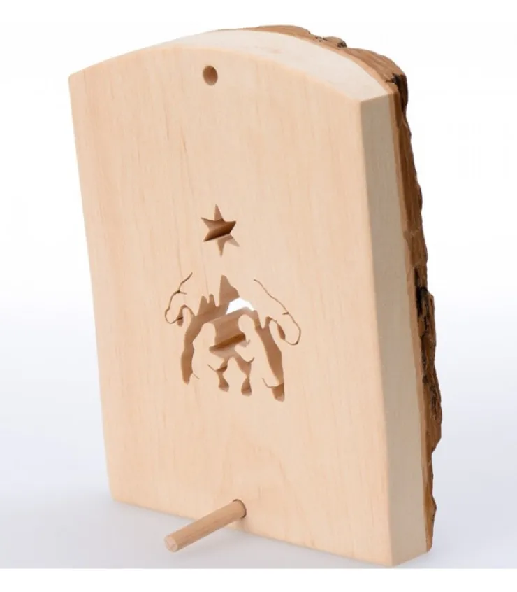 Waldfabrik, photophore en bois et étoile sapin de Noël Crèche A Poser En Ecorce De Bois, 11 Cm