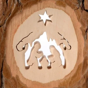 Waldfabrik, photophore en bois et étoile sapin de Noël Crèche A Poser En Ecorce De Bois, 11 Cm