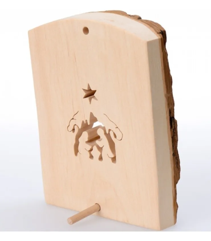 Waldfabrik, photophore en bois et étoile sapin de Noël Crèche A Poser En Ecorce De Bois, 11 Cm