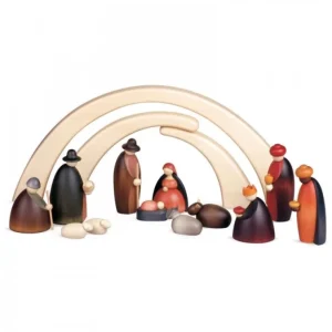 Köhler, Père Noël en bois Crèche De Noël Complete Avec 12 Personnages 12 Cm