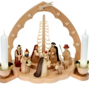 Richard Glasser, Pyramides de Noël allemandes Crèche De Noël En Bois Avec Bougeoir 18 Cm