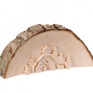 Waldfabrik, photophore en bois et étoile sapin de Noël Crèche De Noël En Relief, Taillee Dans Un Rondin De Bois, 12 Cm