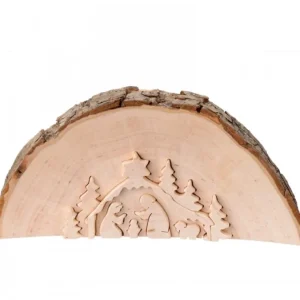 Waldfabrik, photophore en bois et étoile sapin de Noël Crèche De Noël En Relief, Taillee Dans Un Rondin De Bois, 12 Cm