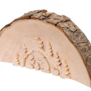 Waldfabrik, photophore en bois et étoile sapin de Noël Crèche De Noël En Relief, Taillee Dans Un Rondin De Bois, 12 Cm