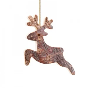 Waldfabrik, photophore en bois et étoile sapin de Noël Déco De Noël, Cerf En Bois A Suspendre, 6 Cm