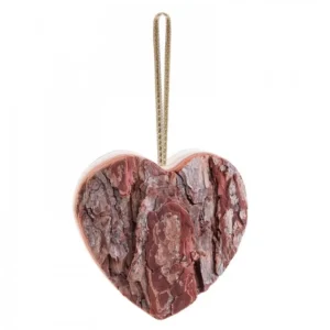 Waldfabrik, photophore en bois et étoile sapin de Noël Déco De Noël, Coeur En Bois A Suspendre A Ruban Dore, 9 Cm