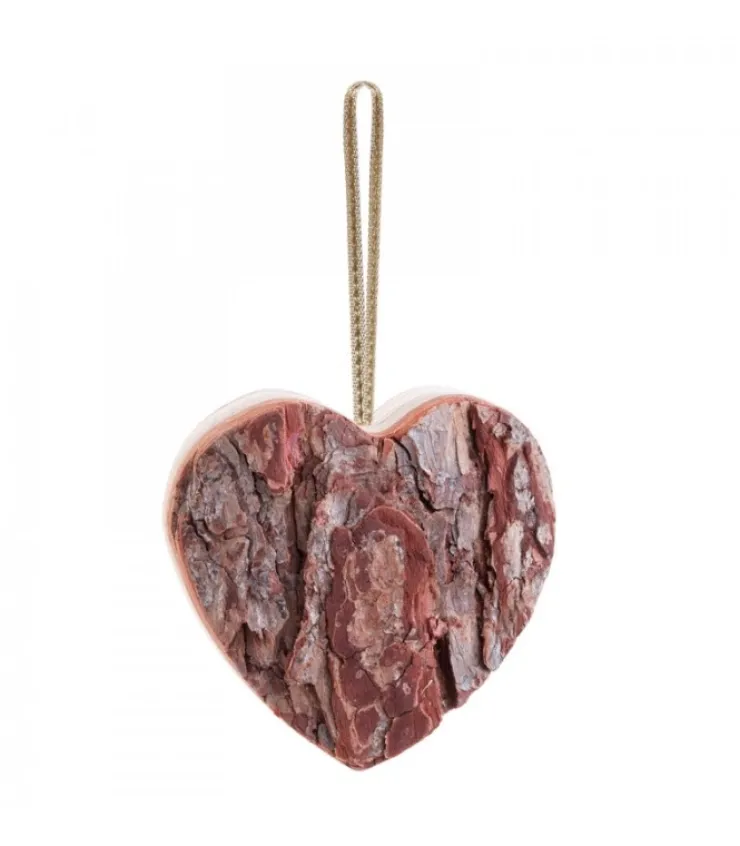 Waldfabrik, photophore en bois et étoile sapin de Noël Déco De Noël, Coeur En Bois A Suspendre A Ruban Dore, 9 Cm