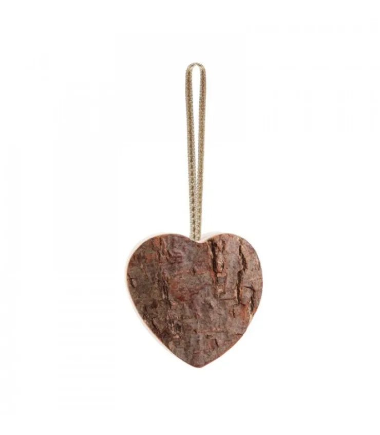 Waldfabrik, photophore en bois et étoile sapin de Noël Déco De Noël, Coeur En Bois A Suspendre A Ruban Dore, 6 Cm