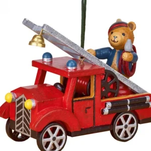 Hubrig, figurines pour enfant Déco Sapin Vintage, Ourson Sur Voiture De Pompier